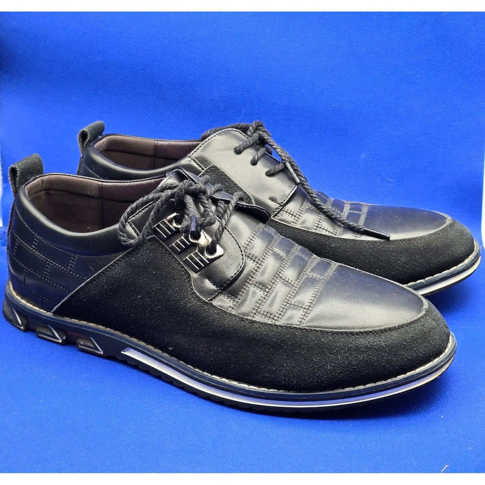 Gatsby Mens Black Leather Suede Dress Shoes Sneakers Size 11.5 45.5 EU